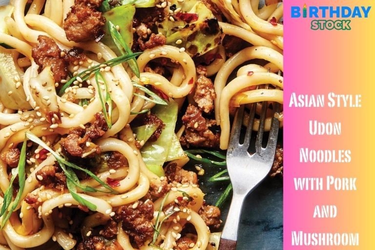 Asian Style Udon Noodles with Pork and Mushroom