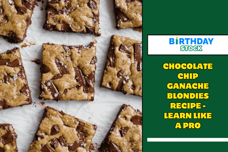 Chocolate Chip Ganache Blondies Recipe - Learn like a Pro