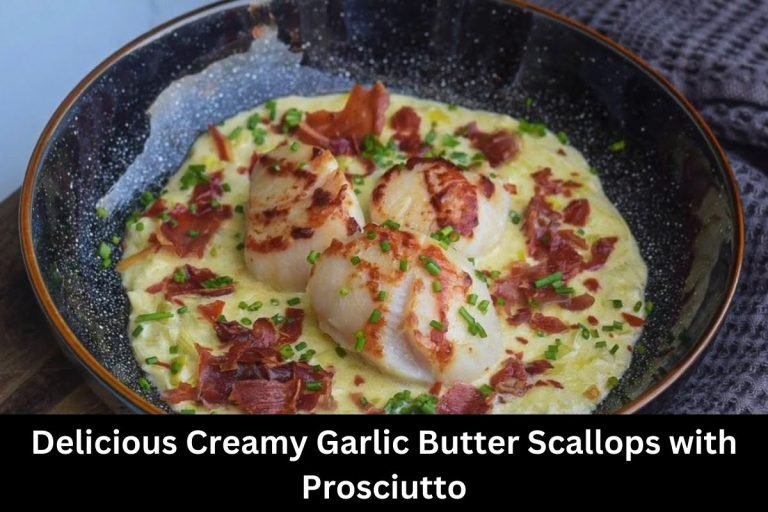 Delicious Creamy Garlic Butter Scallops with Prosciutto