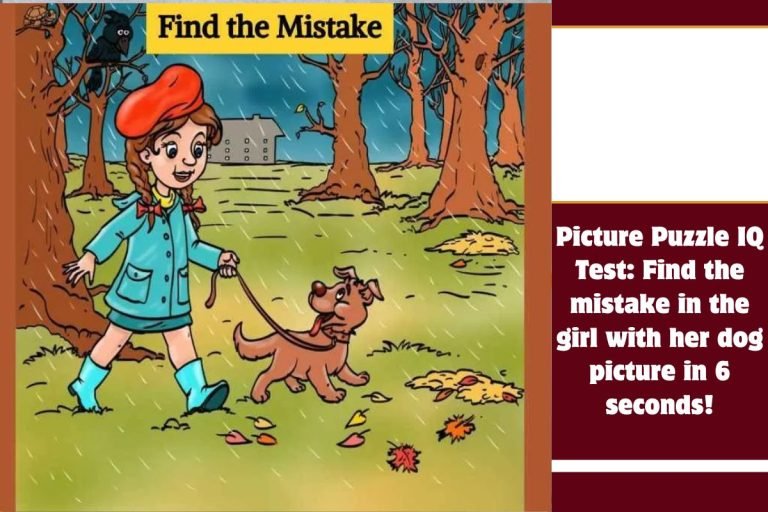 Picture Puzzle IQ Test Find the mistake in the girl with her dog picture in 6 seconds!