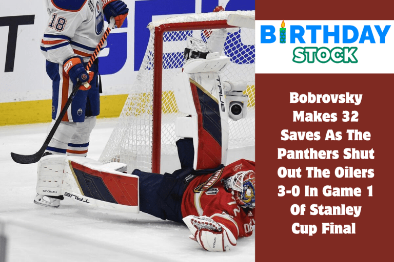 Bobrovsky Makes 32 Saves As The Panthers Shut Out The Oilers 3-0 In Game 1 Of Stanley Cup Final 