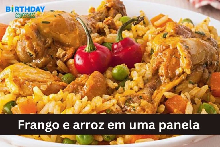 Frango e arroz em uma panela