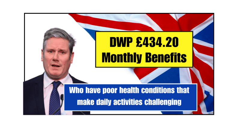 DWP £434.20 Monthly Benefits Who have poor health conditions that make daily activities challenging